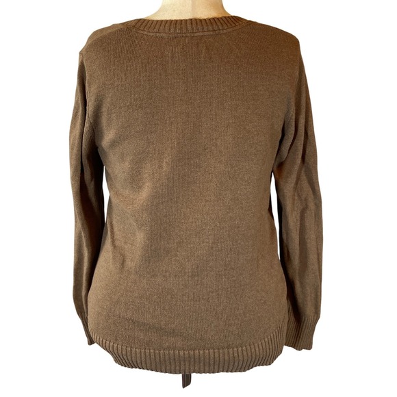 Sonoma Womens Sweater Cocoa Brown Button Cuff Scoop neck XL Elevated basic - Picture 3 of 7